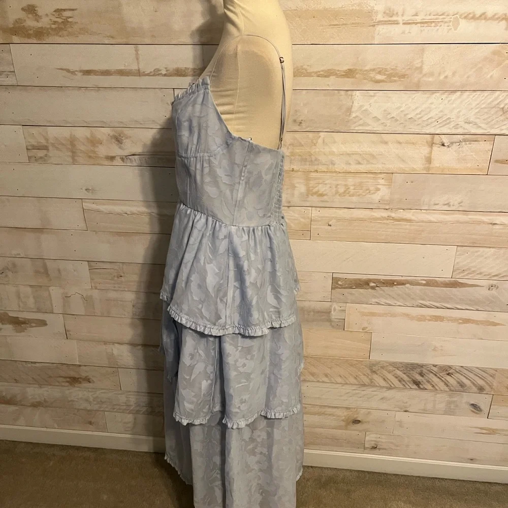 NWOT Anthropologie size L Campbell lace tiered midi dress in light blue - Picture 7 of 12
